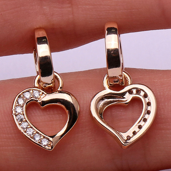 Love Heart Topaz Zircon Gold Filled Earrings - Picture 2 of 2